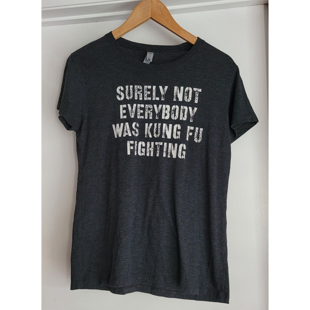 Next Level Apparel Kung Fu Fighting T-Shirt XL Graphic Gray‎ Cotton Blend